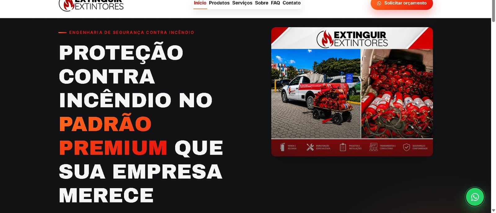 Captura de tela do projeto Extinguir Extintores