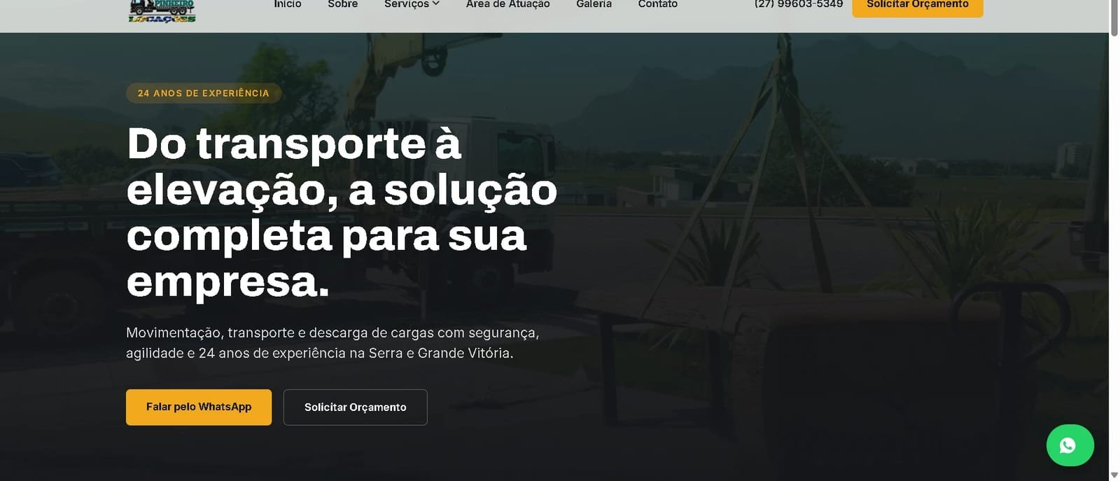 Captura de tela do projeto Pinheiro Locações